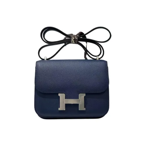 HERMES Constance Эпсом Кожа Сумка через плечо Мини Женский 7U Темно-синий Синий