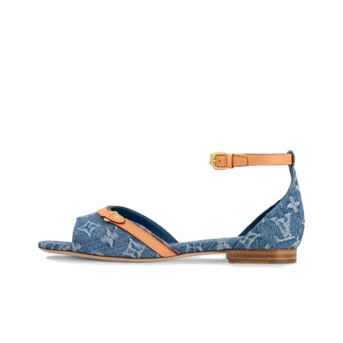 LOUIS VUITTON Helios One Ремешок Сандалии Женские Синие