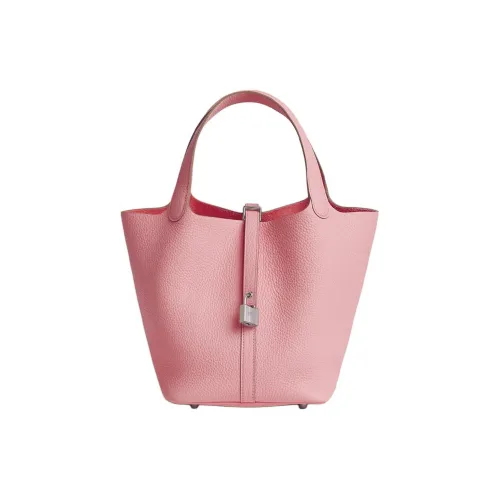 HERMES Picotin Lock Clemence Bullock Кожа Корзина Сумка Ведрообразная Сумка Женская Сумка 3Q Розовый SAKURA Вишневый Цветок Розовый