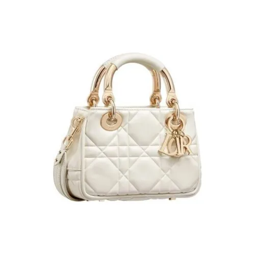 DIOR Lady Dior Телячья кожа Сумка через плечо Сумка Мини Women's White