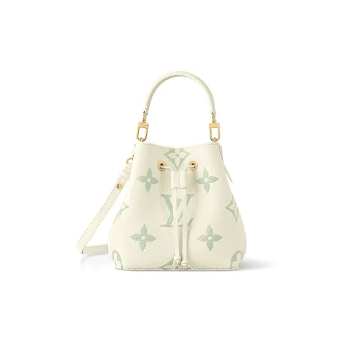 LOUIS VUITTON Кожа Ведро Сумка Портативная Сумка через плечо Маленькая Сумка для женщин Белая и Зеленая