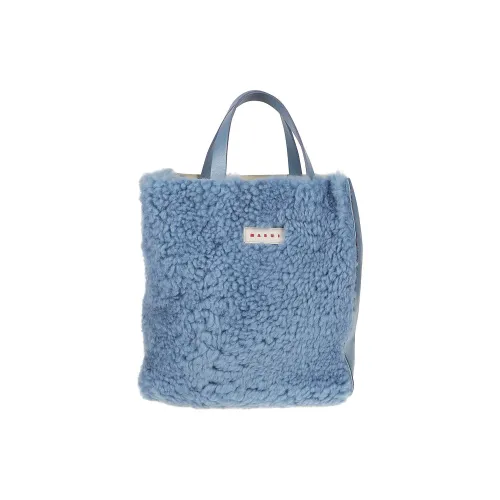 MARNI Museo Овчина с Коровья кожа Тоут Сумка Сумка для покупок Сумка через плечо Сумка Маленькая Женская Синяя