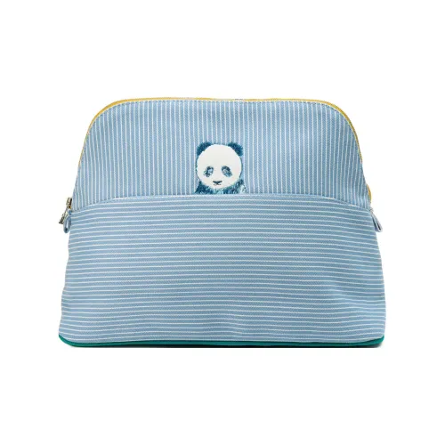 HERMES Bolide Хлопок And Холст Сумка для боулинга Холст Сумка Сумка для хранения Клатч Косметичка Женская Bleuet Васильковый синий