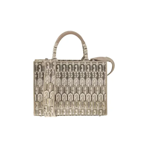 Furla Opportunity Полиэстер с кожаными вставками Тоут Сумка Сумка для покупок Сумка через плечо Сумка Маленькая Женская Бежевая