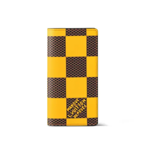 LOUIS VUITTON Кожаный держатель для карт кошелек Мужской Коричневый Желтый