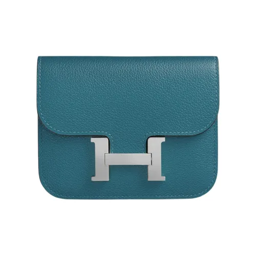 HERMES Constance Slim Evercolor Телячья кожа Бананка Клатч Кошелек Женские D2 Новый BLEU Jean Новый Джинсовый синий