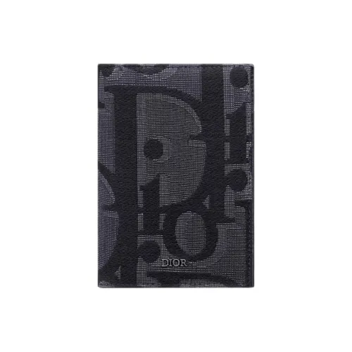 DIOR OBLIQUE Ткань с принтом Passport HOLDER Женские Черный