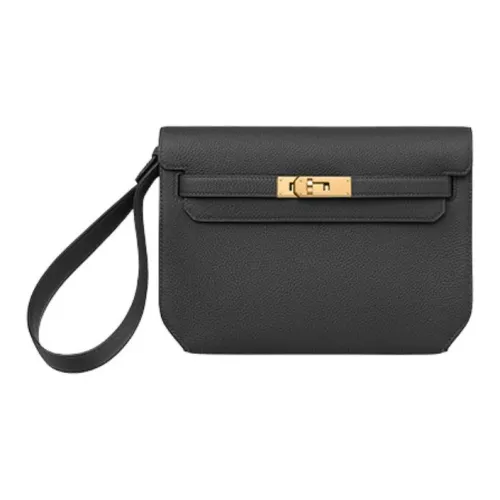 HERMES Kelly Depeches Коровья кожа Togo Клатч Мужской 89 Черный