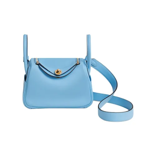 HERMES Lindy Swift Телячья кожа Сумка Сумка через плечо Сумка через плечо Мини Женская 7N Celeste Небесно-голубой