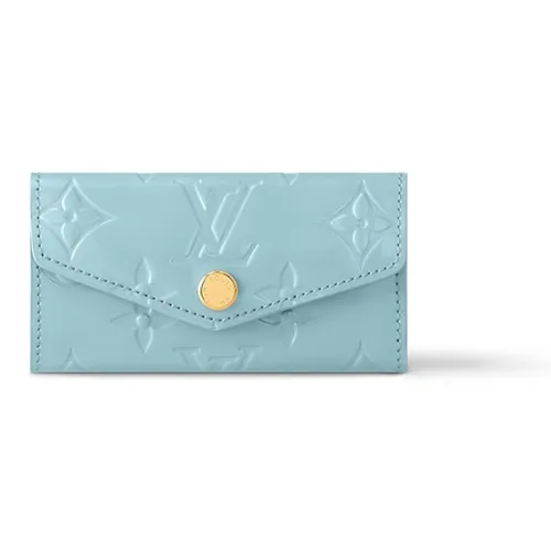 LOUIS VUITTON Zippy Монограмма Vernis Тисненая кожа Key Pouch Женские Небесно-голубой