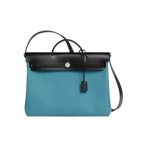 HERMES Herbag Холст с Hunter Коровья кожа Сумка Мужской D2 Новый BLEU JEAN Новый Джинсовый синий 89 Черный