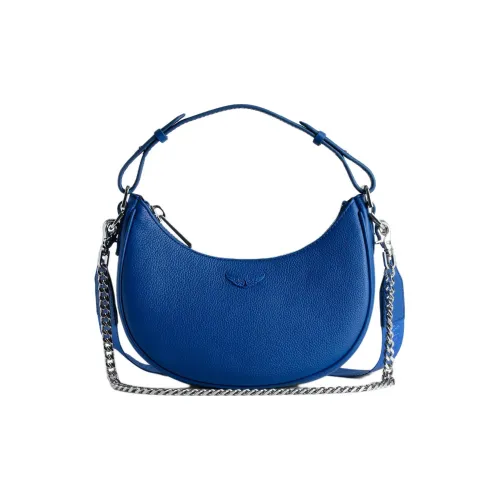 Zadig Voltaire GRAIN LEATHER Полумесяц Сумка Сумка через плечо Мини Сумка Женская Синяя