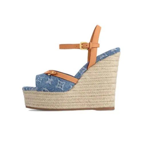 LOUIS VUITTON Helios One Strap Sandals 8,5cm Women's Blue LOUIS VUITTON Helios One Ремешок Сандалии 8,5 см Женские Синие