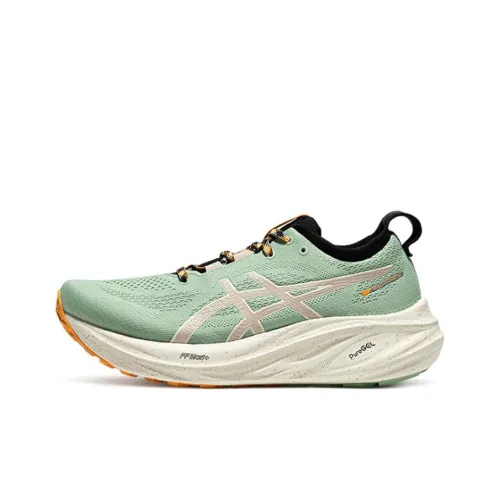 ASICS Гель Nimbus 26 Амортизация Устойчивость к истиранию Дышащие Низкие Кроссовки для бега Мужские Зеленые