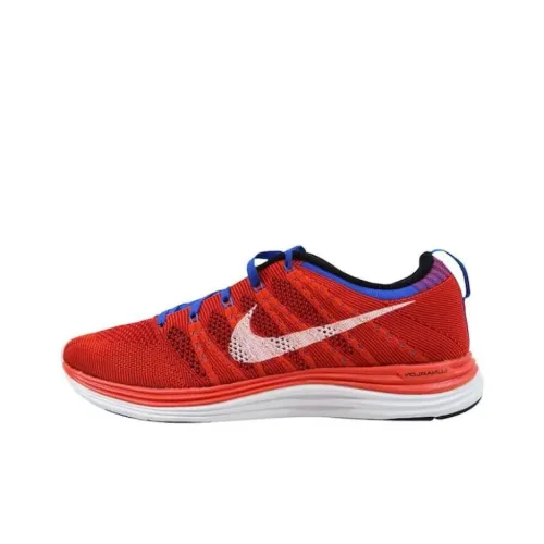 Nike Flyknit Lunar 1 Амортизация Износостойкий Низкий Топ Беговые кроссовки Унисекс Красный