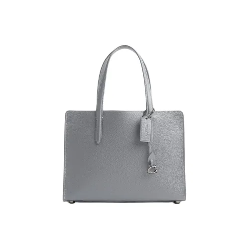 COACH Carter Коровья кожа Тоут Сумка Сумка для покупок Сумка через плечо Сумка Большая Женская Серо-голубая