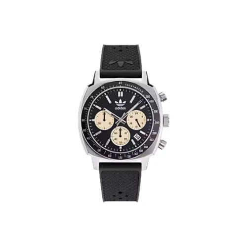 Adidas Originals Кварцевые часы Резиновый ремешок 44 мм Черный циферблат Унисекс