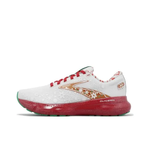 Brooks Glycerin 20 Амортизация Износостойкие Низкие Кроссовки для Бега Женские Красные Белые