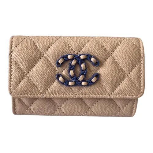 CHANEL Рельефная текстура кожа с эффектом зернистой текстуры коралловая кожа кошелек клатч кошелек женский нежно-розовый