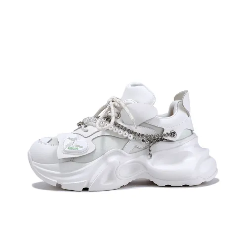 BELLALILY Slip-resistant Lightweight Увеличивающий высоту Низкий Топ Кроссовки с толстой подошвой Женские Белые