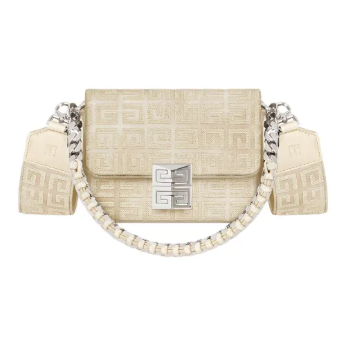 Givenchy 4G Вышивка Холщовая Сумка Сумка через плечо Маленькая Женская Пыльно-Золотая