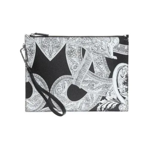 VERSACE Натуральная кожа Клатч Мужской Черный Белый