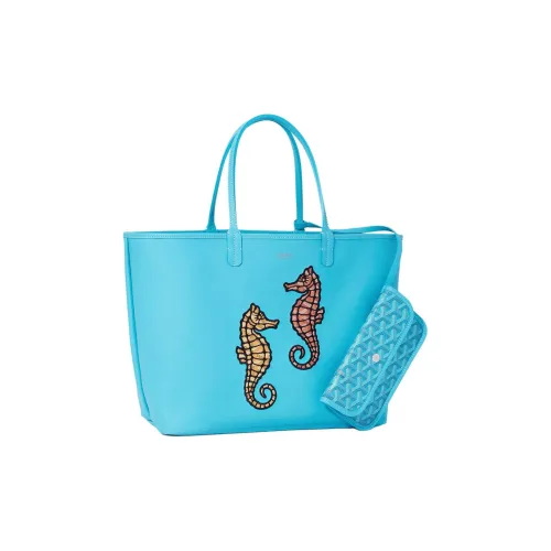 GOYARD Anjou Холст и Кожа Комбинированная Сумка Тоут Сумка через плечо Сумка Маленькая Женская Бирюзовая Синяя