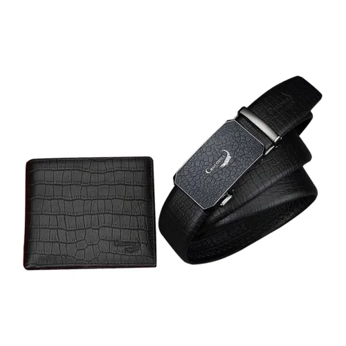 Крокодил верхняя коровья кожа кошелек ремень набор маленький мужской черный