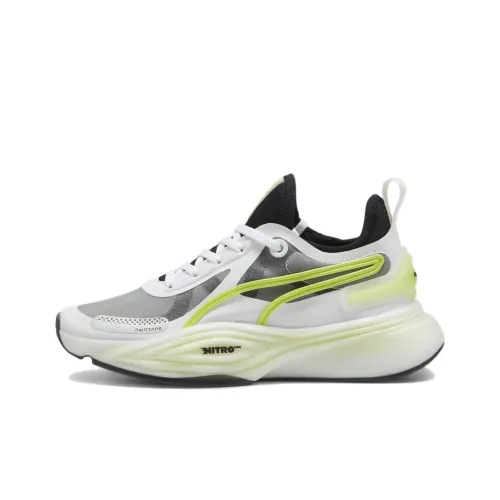 PUMA Pwr Nitro Slip-Resistant Abrasion-Resistant MID Топ Беговые кроссовки Женские Белый Желтый Черный