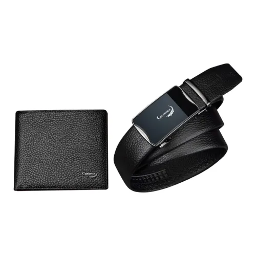 Крокодил Коровья кожа Combo Set Средний Мужской Черный