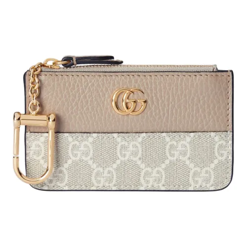 GUCCI GG Marmont Кожаный отделка Держатель для карт Женский Бежевый и Белый
