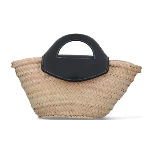 Hereu Рафия Сумка-тоут Сумка для покупок Сумка через плечо Сумка для женщин Бежевый и Черный