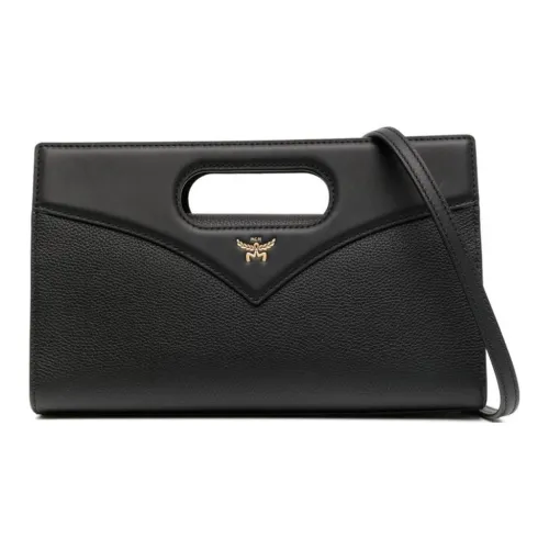 MCM Napa Голень Кожа Тоут Сумка Сумка для покупок Сумка через плечо Сумка Маленькая Женская Черная