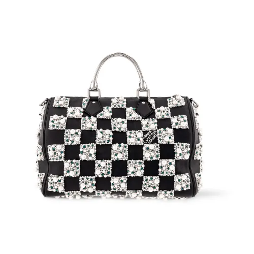 LOUIS VUITTON Speedy Овчина Сумка через плечо Сумка Женская Черная