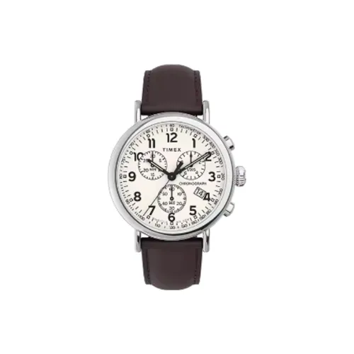 TIMEX Standard Series Мужские часы Кварцевый механизм Кожаный ремешок 41 мм Белый циферблат TW2V27600