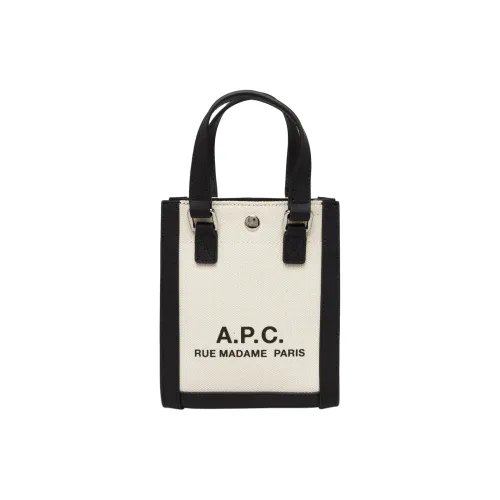 A.P.C Кожаная отделка Тоут Сумка Сумка для покупок Сумка через плечо Сумка мини унисекс Бежевый и Черный