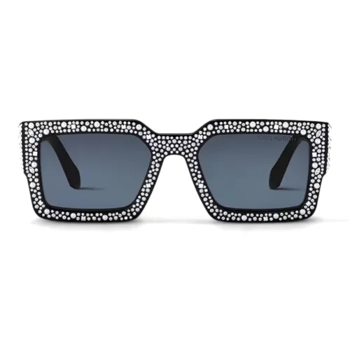 LOUIS VUITTON Металлик Ацетат Стразы Стеклянные бусины Нерегулярной формы Солнцезащитные очки Мужские Черные
