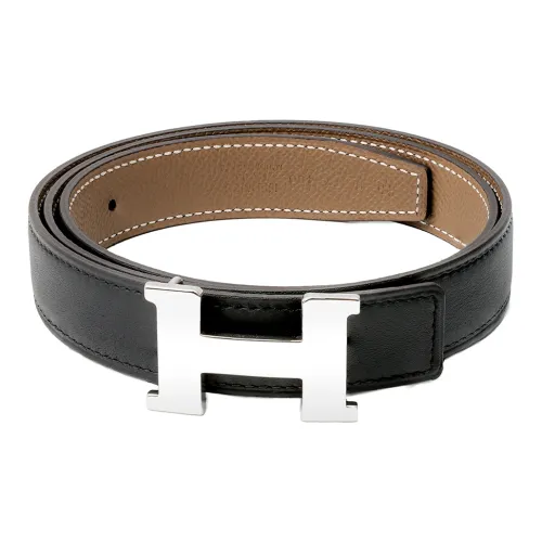 HERMES Constance Телячья кожа Кожаные ремни Женские Черный Слоновой серый Ширина 2,4CM