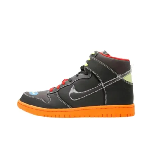 Nike Dunk High PRM Амортизация Износостойкие Высокие Кроссовки для Скейтбординга Мужские Черные и Оранжевые