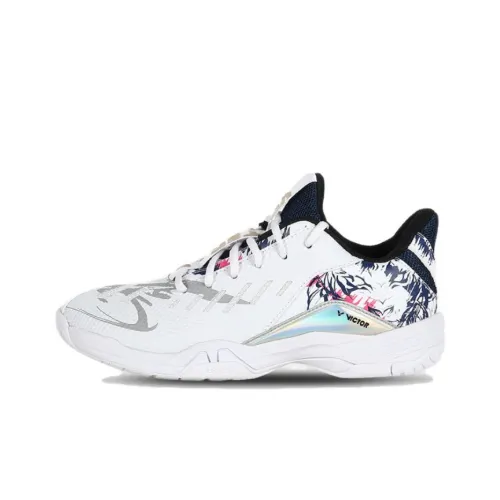 Victor Shock Absorbers Slip-Resistant Низкий Топ Бадминтон Обувь Унисекс Белый Серый
