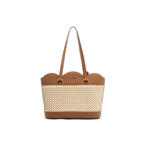 MICOCAH ПУ (полиуретан) Сумка через плечо Большая Женская Тканевая Вязаная Коричневая