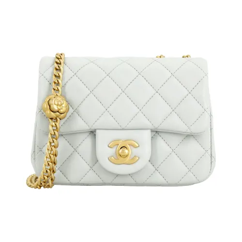 CHANEL Sheepskin Сумка с цепочкой Сумка через плечо Мини Женская Синий Серый