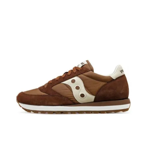 Saucony Jazz Original Амортизация Износостойкий Низкий Топ Беговые кроссовки Мужские Коричневые