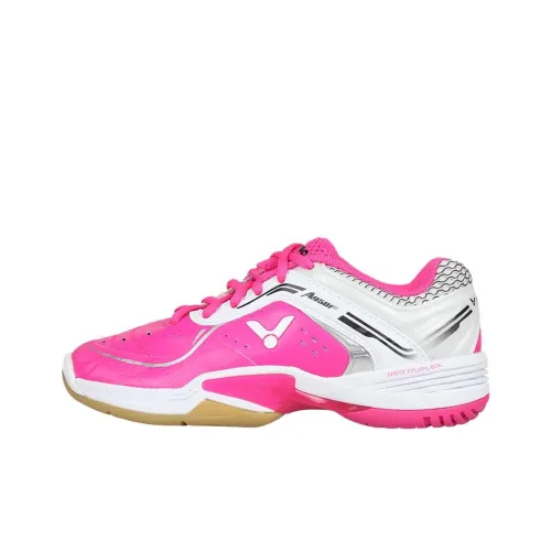 VICTOR Амортизация и Дышащая Низкая Обувь для Бадминтона Унисекс Розовая Белая