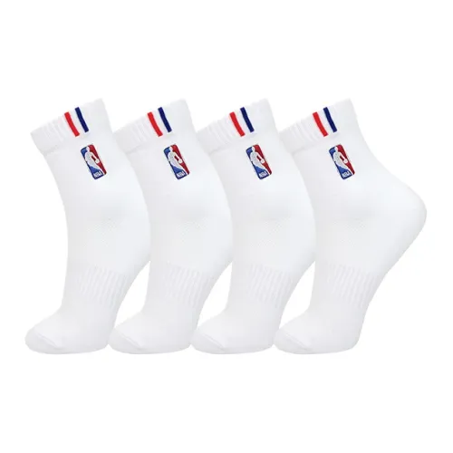 NBA 4 Pack White Men's Mid Shin Socks NBA 4 Пачка Белый Мужской MID Носки до икры