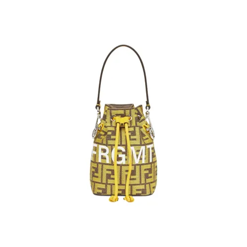 FENDI FRGMT Hiroshi Fujiwara Коллаборация Mon Tresor Хлопок Ведро-Форма Сумка Сумка через плечо Женская Желтая