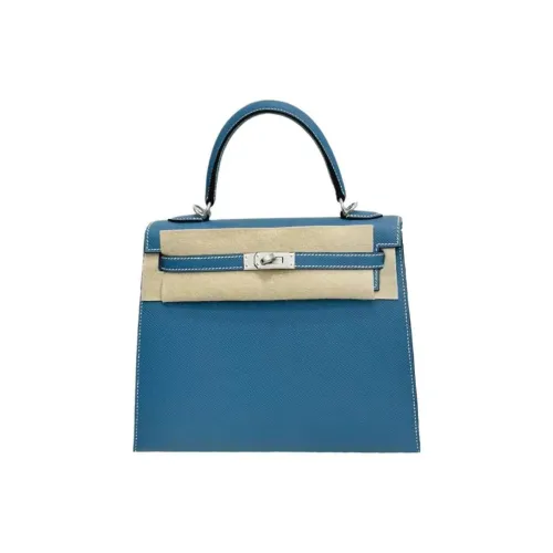 HERMES Kelly Эпсомская кожа Сумка Kelly Сумка через плечо Женская D2 Новый BLEU Jean Новый Джинсовый синий