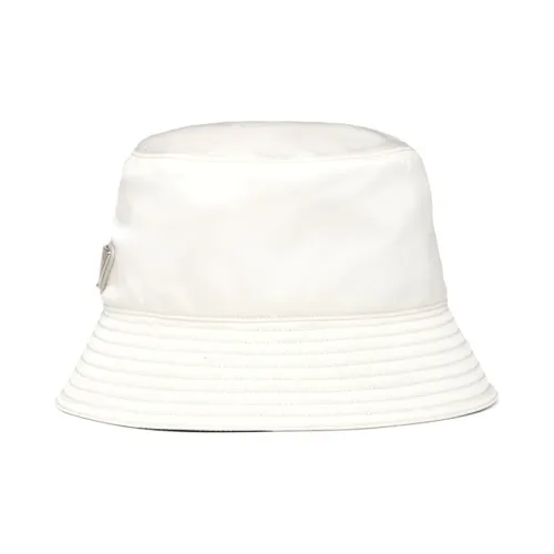 PRADA Эмаль Металл Переработанный нейлон Cotton Bucket Hats Мужской Белый