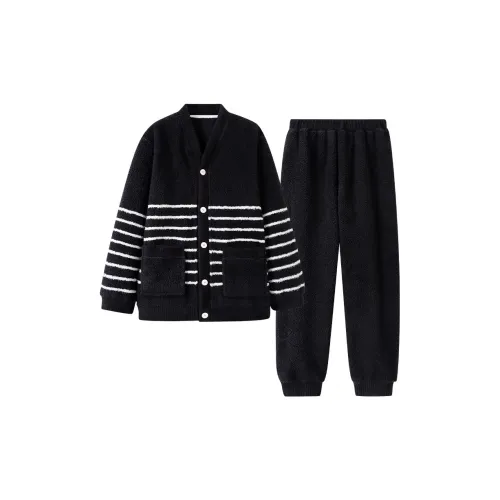 Qin Jing Черные полосы Мужские Пижамные комплекты