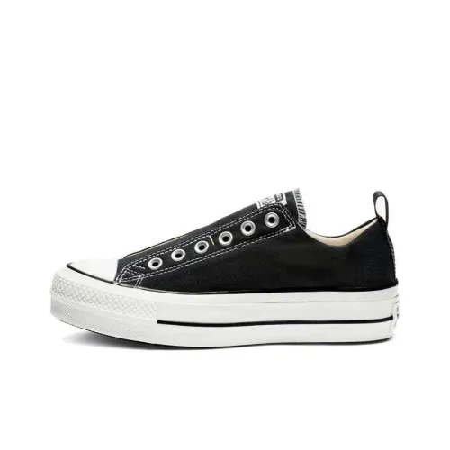 Converse Chuck Taylor All Star Платформа Slip Легкий Низкий Топ Кеды Женские Черный Белый